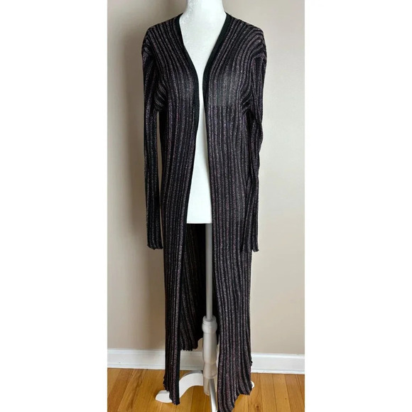 MISA Amberly Duster Cardigan in Purple Black Combo Metallic Size Small - Picture 3 of 13